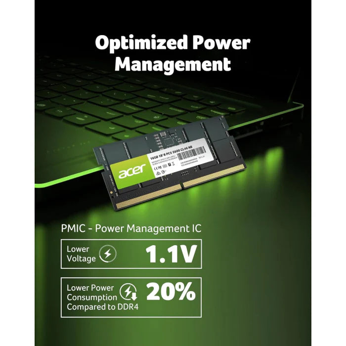 Acer 16GB DDR5 5600MHz CL46 Laptop Memory | ذاكرة كمبيوتر محمول Acer CL46 DDR5 سعة 16 جيجابايت وتردد 5600 ميجاهرتز
