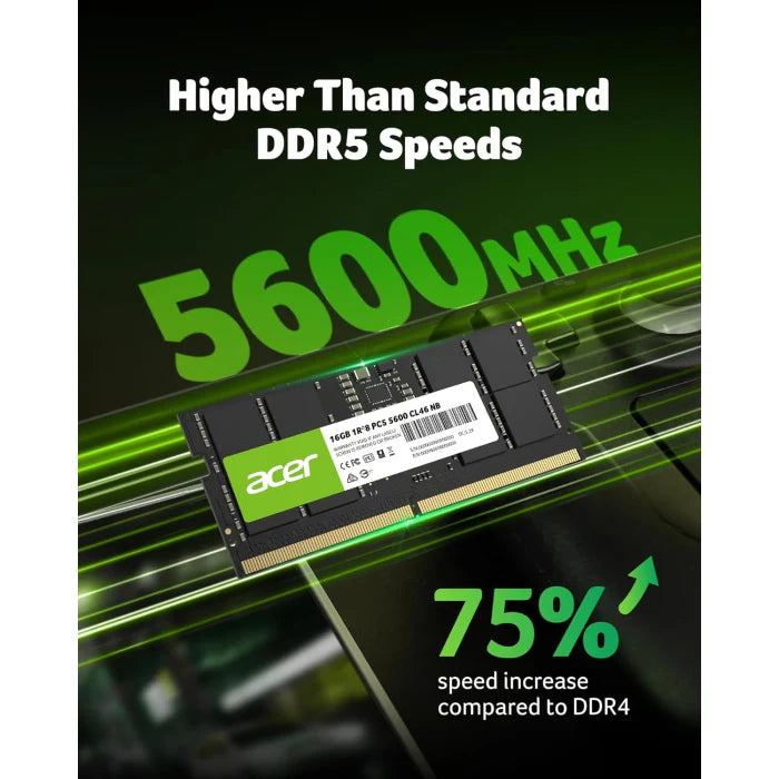 Acer 16GB DDR5 5600MHz CL46 Laptop Memory | ذاكرة كمبيوتر محمول Acer CL46 DDR5 سعة 16 جيجابايت وتردد 5600 ميجاهرتز