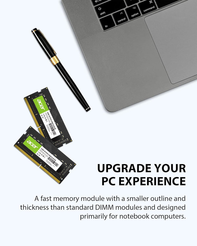 Acer SD100 16GB Single RAM 3200 MHz DDR4 CL22 1.2V Laptop Memory | ذاكرة وصول عشوائي (RAM) فردية Acer SD100 سعة 16 جيجابايت وتردد 3200 ميجاهرتز DDR4 CL22 1.2 فولت لأجهزة الكمبيوتر المحمول