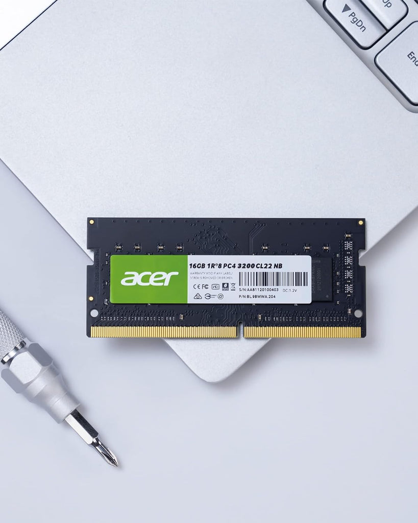 Acer SD100 16GB Single RAM 3200 MHz DDR4 CL22 1.2V Laptop Memory | ذاكرة وصول عشوائي (RAM) فردية Acer SD100 سعة 16 جيجابايت وتردد 3200 ميجاهرتز DDR4 CL22 1.2 فولت لأجهزة الكمبيوتر المحمول