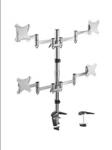 Newstar Elegant Aluminium Desk Mount for 4 monitors Silver/Black