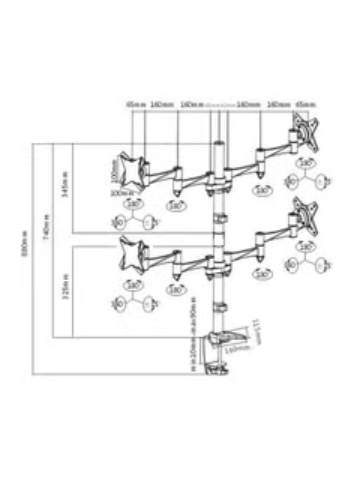 Newstar Elegant Aluminium Desk Mount for 4 monitors Silver/Black