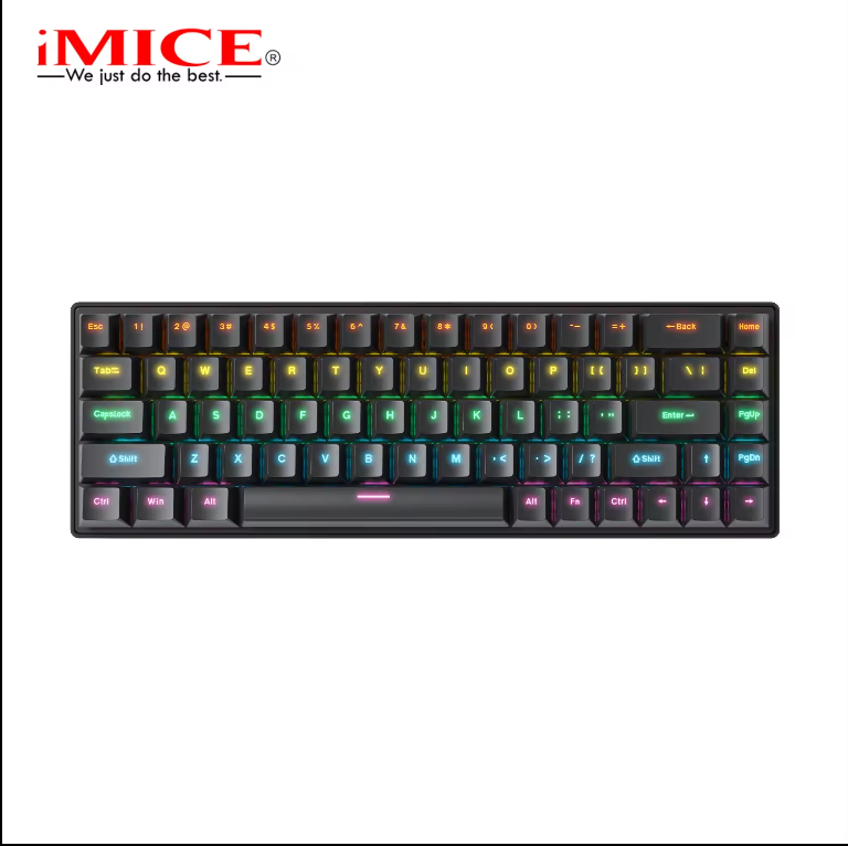 iMICE GK-690 LED Gaming Mechanical Keyboard, Black. RED Switch. Arabic Keyboard.