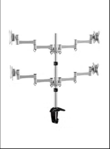 Newstar Elegant Aluminium Desk Mount for 4 monitors Silver/Black