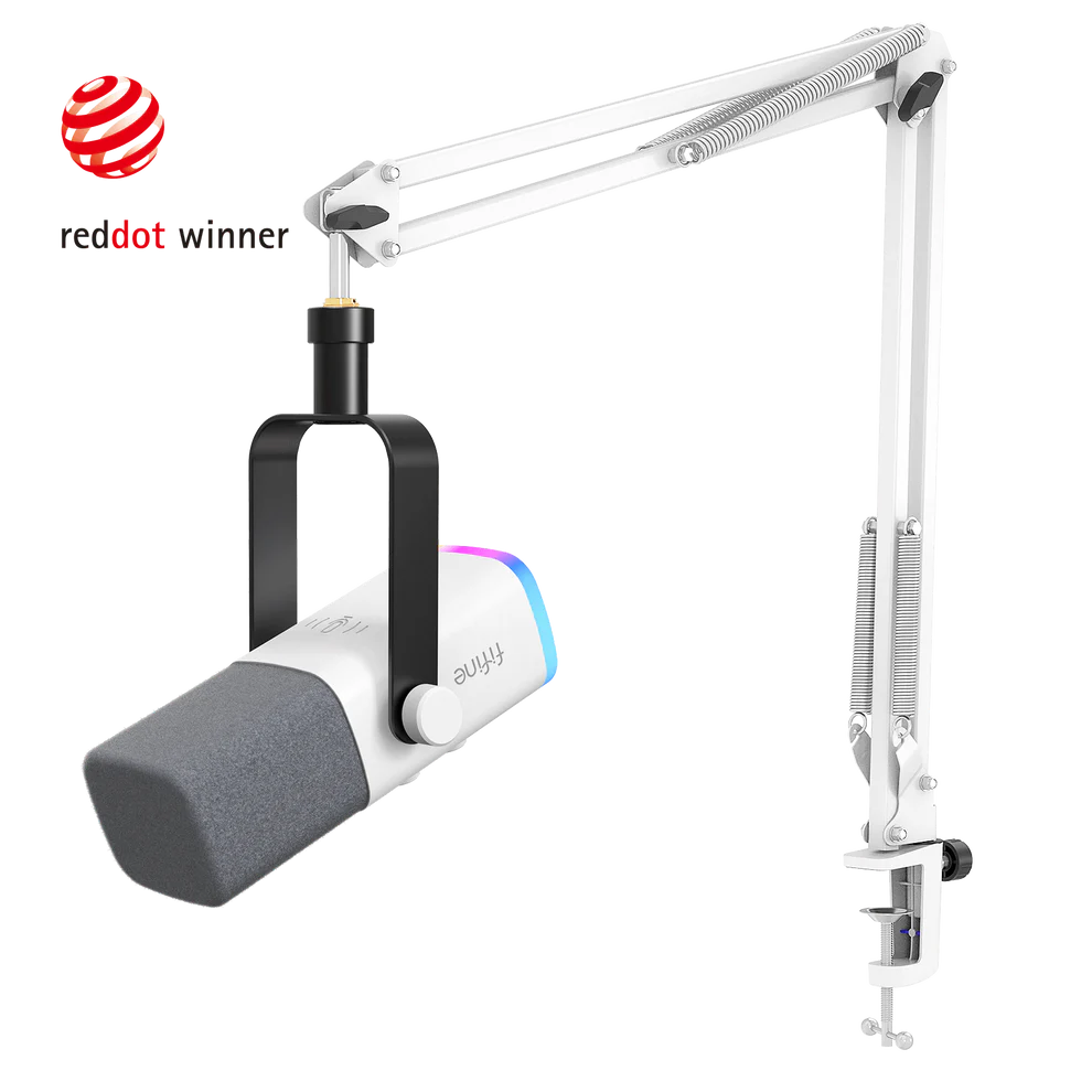FIFINE AmpliGame AM8T USB/XLR Dynamic Microphone Kit with Boom Arm Stand | طقم ميكروفون ديناميكي FIFINE AmpliGame AM8T USB/XLR مع حامل ذراع قابل للطي
