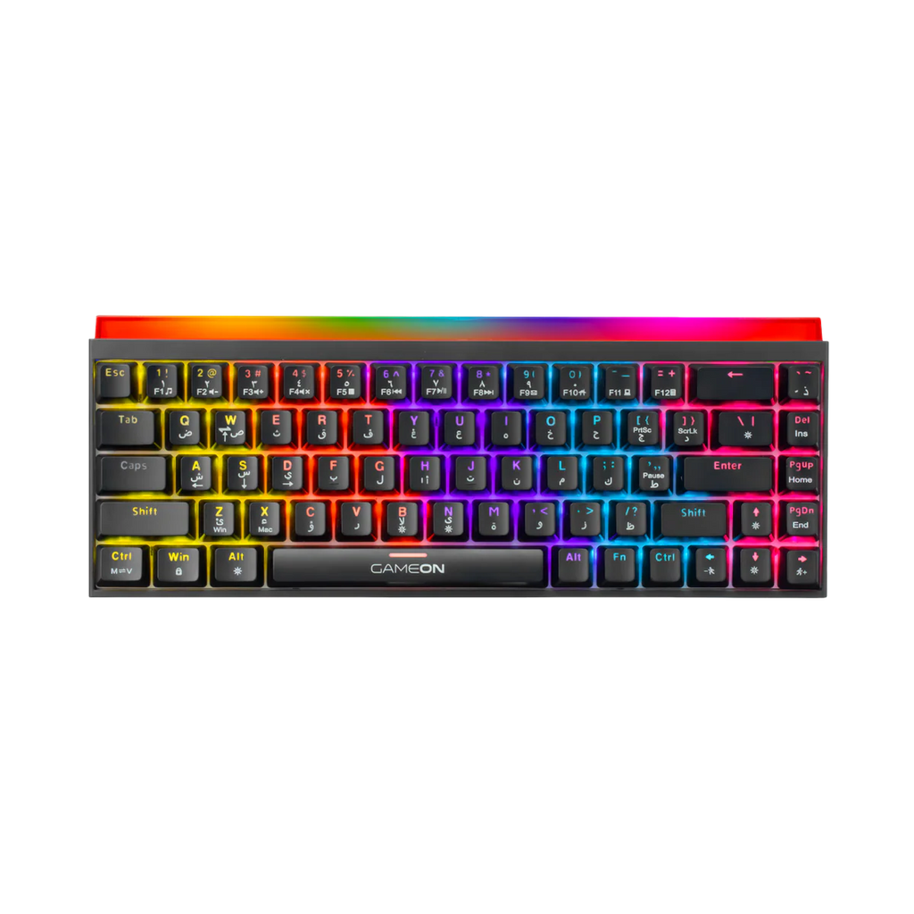 GAMEON PRIMEX Series GO-MK260-RS 60% RGB Mechanical Wired Gaming Keyboard with Customization Software, Red Switch - English/Arabic. لوحة مفاتيح ألعاب ميكانيكية سلكية مع برنامج تخصيص، مفتاح أحمر - الإنجليزية/العربية