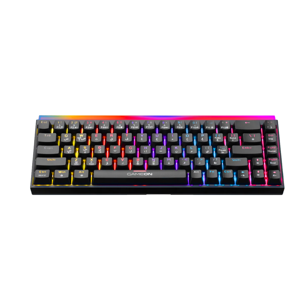 GAMEON PRIMEX Series GO-MK260-RS 60% RGB Mechanical Wired Gaming Keyboard with Customization Software, Red Switch - English/Arabic. لوحة مفاتيح ألعاب ميكانيكية سلكية مع برنامج تخصيص، مفتاح أحمر - الإنجليزية/العربية