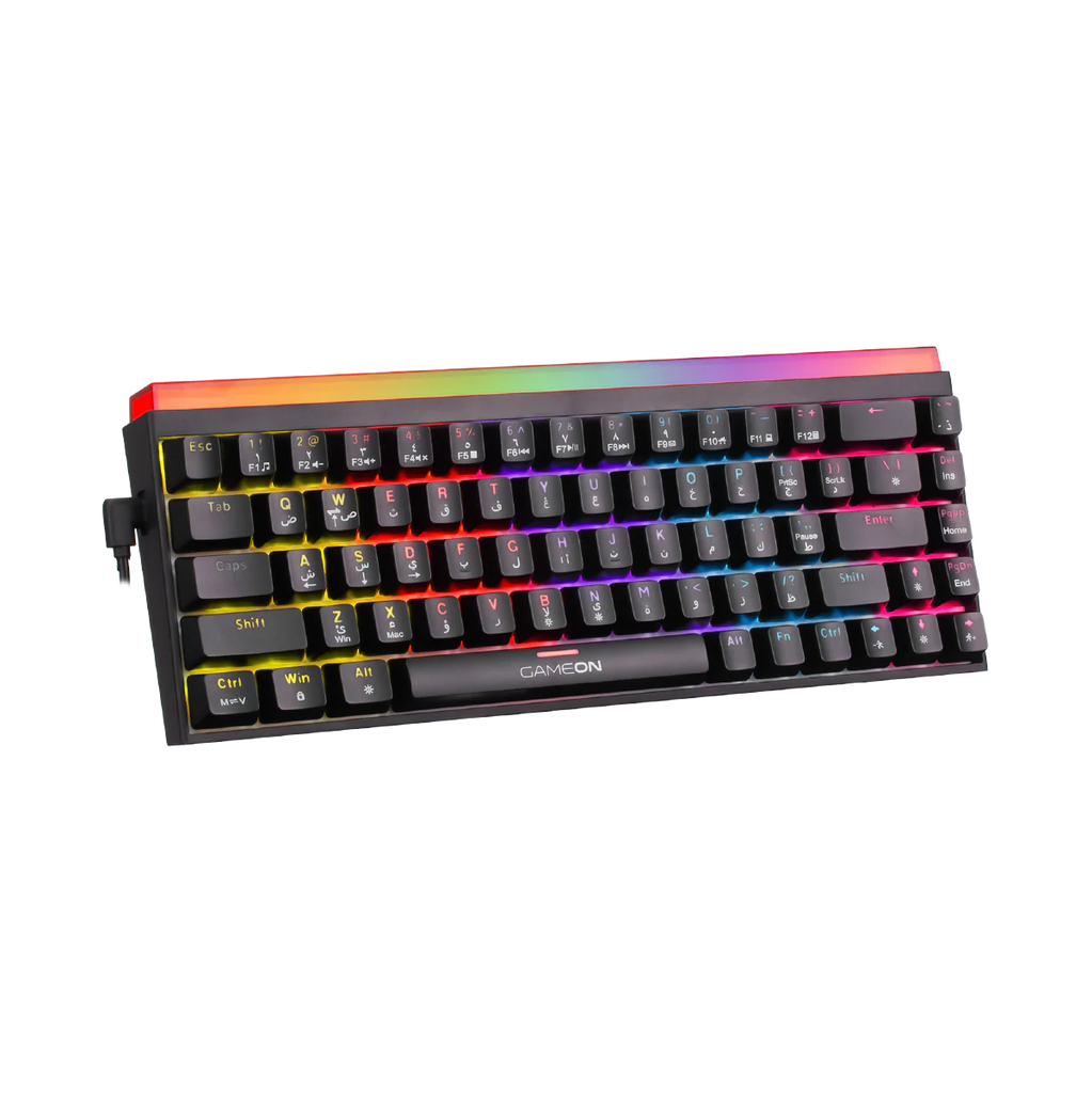 GAMEON PRIMEX Series GO-MK260-RS 60% RGB Mechanical Wired Gaming Keyboard with Customization Software, Red Switch - English/Arabic. لوحة مفاتيح ألعاب ميكانيكية سلكية مع برنامج تخصيص، مفتاح أحمر - الإنجليزية/العربية