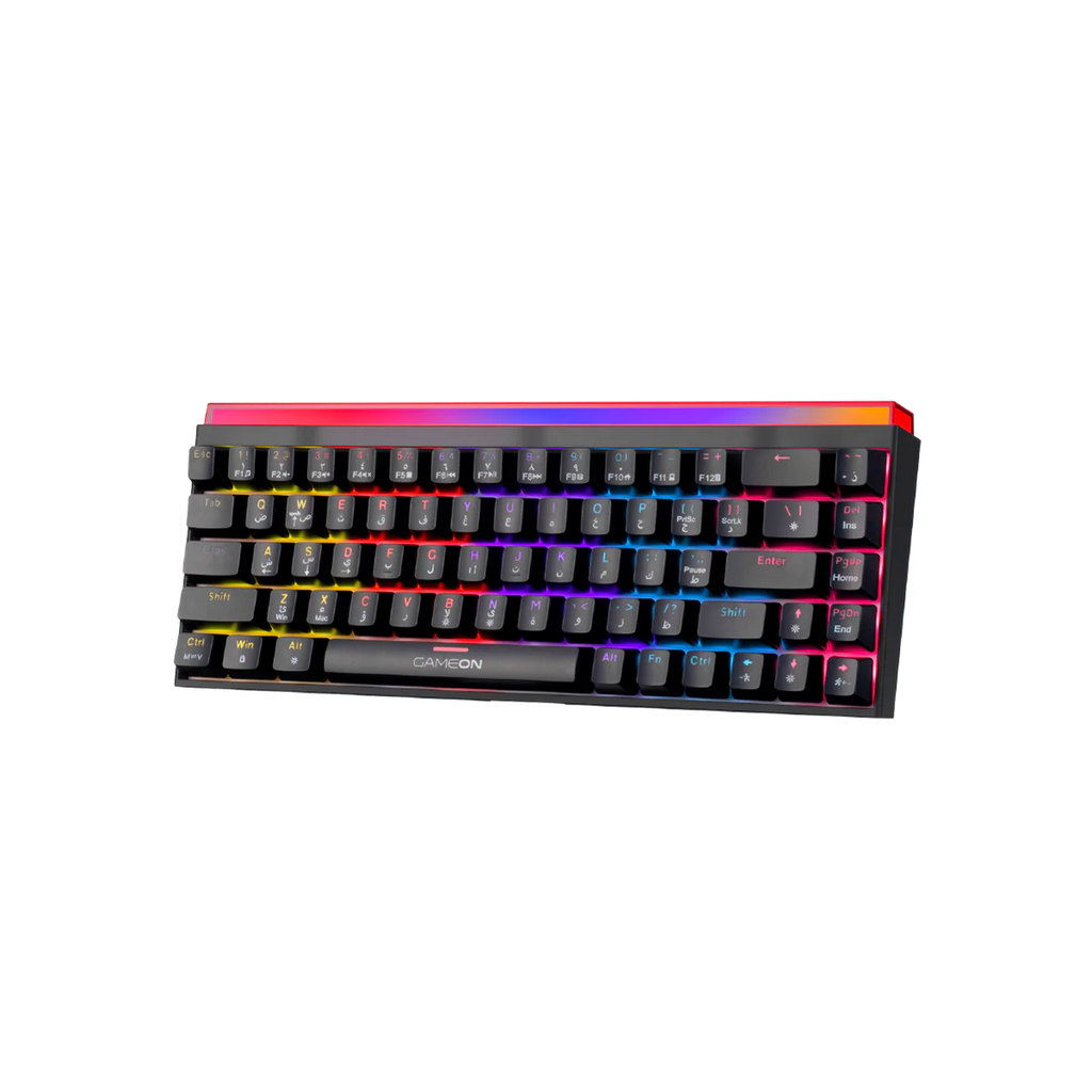 GAMEON PRIMEX Series GO-MK260-RS 60% RGB Mechanical Wired Gaming Keyboard with Customization Software, Red Switch - English/Arabic. لوحة مفاتيح ألعاب ميكانيكية سلكية مع برنامج تخصيص، مفتاح أحمر - الإنجليزية/العربية