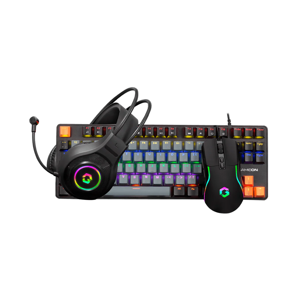 GAMEON VIPER XI All-In-One Gaming Bundle (Mechanical Keyboard, Headset, Mouse & Mousepad) Black | مجموعة ألعاب GAMEON VIPER XI الكل في واحد (لوحة مفاتيح ميكانيكية، سماعة رأس، ماوس ولوحة ماوس)