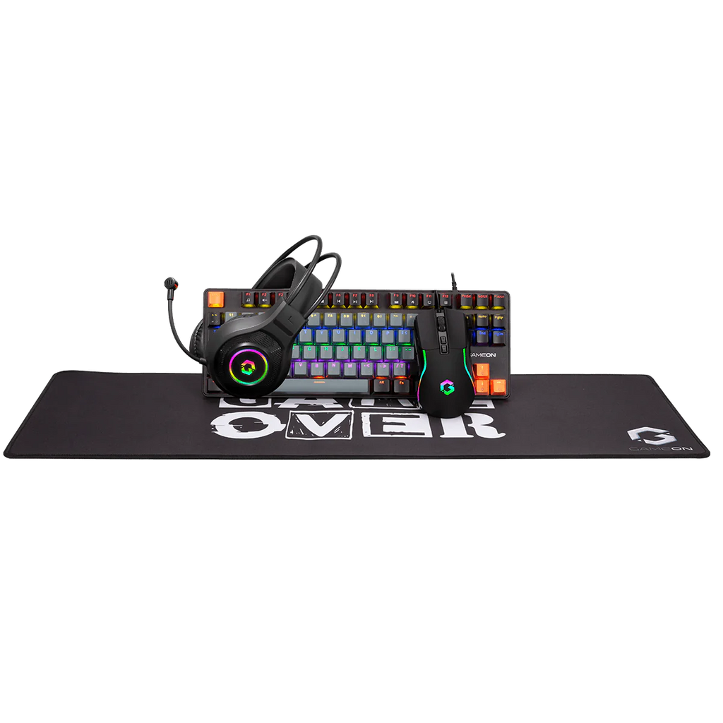 GAMEON VIPER XI All-In-One Gaming Bundle (Mechanical Keyboard, Headset, Mouse & Mousepad) Black | مجموعة ألعاب GAMEON VIPER XI الكل في واحد (لوحة مفاتيح ميكانيكية، سماعة رأس، ماوس ولوحة ماوس)