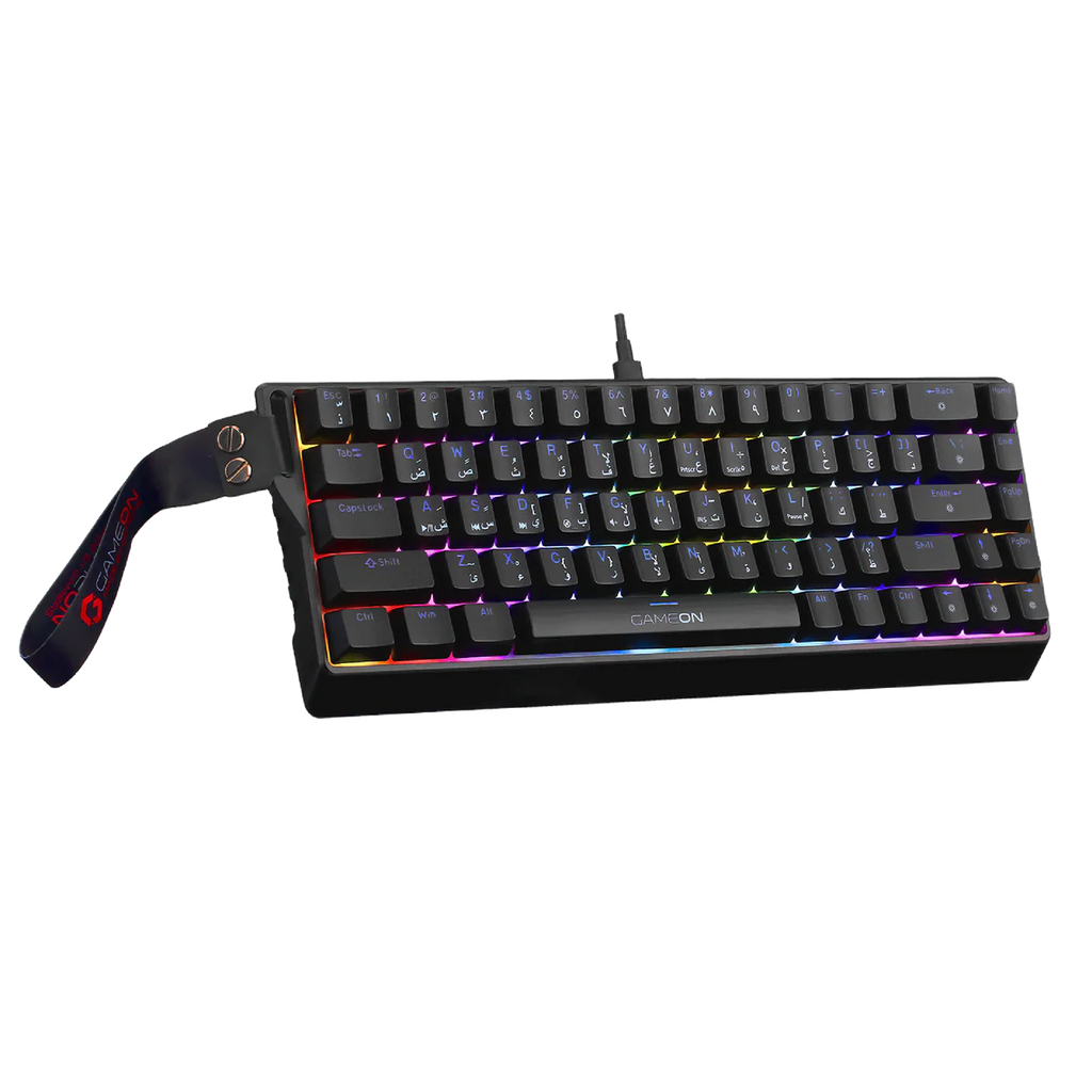 GAMEON MAGPRO Series GOMG1K8-RS 60% Magnetic Mechanical Wired Gaming Keyboard with Customization Software & Wrist Band, Pink Switch - English/Arabic. لوحة مفاتيح ألعاب ميكانيكية مغناطيسية سلكية مع برنامج تخصيص وحزام معصم، مفاتيح وردية - الإنجليزية/العربية