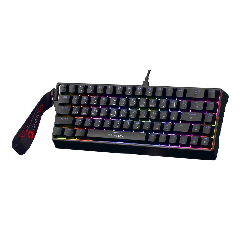 GAMEON MAGPRO Series GOMG1K8-RS 60% Magnetic Mechanical Wired Gaming Keyboard with Customization Software & Wrist Band, Pink Switch - English/Arabic. لوحة مفاتيح ألعاب ميكانيكية مغناطيسية سلكية مع برنامج تخصيص وحزام معصم، مفاتيح وردية - الإنجليزية/العربية