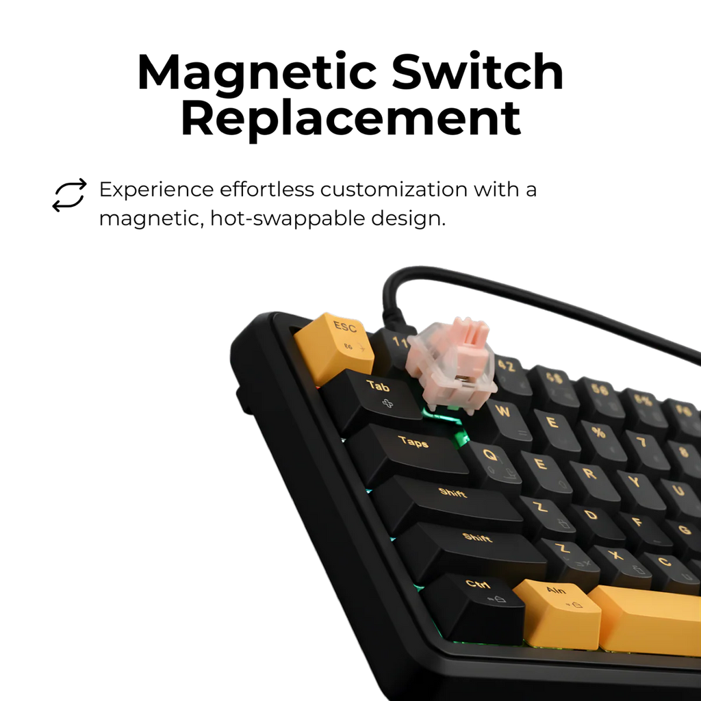 GAMEON VOLT Series GOMGK68-RS 60% RGB Magnetic Mechanical Wired Gaming Keyboard with Customization Software, Pink Switch - English/Arabic. لوحة مفاتيح ألعاب ميكانيكية مغناطيسية سلكية مع برنامج تخصيص، مفاتيح وردية - الإنجليزية/العربية