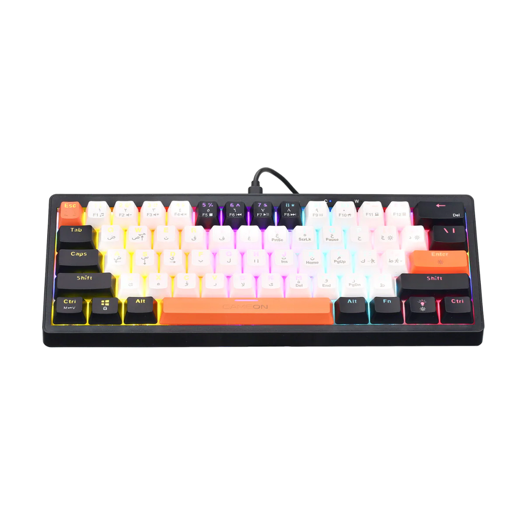 GAMEON AEROX Series GOMK160-RS 60% RGB Mechanical Wired Gaming Keyboard, Red Switch - English/Arabic. لوحة مفاتيح ميكانيكية سلكية للألعاب، بمفاتيح حمراء - الإنجليزية/العربية