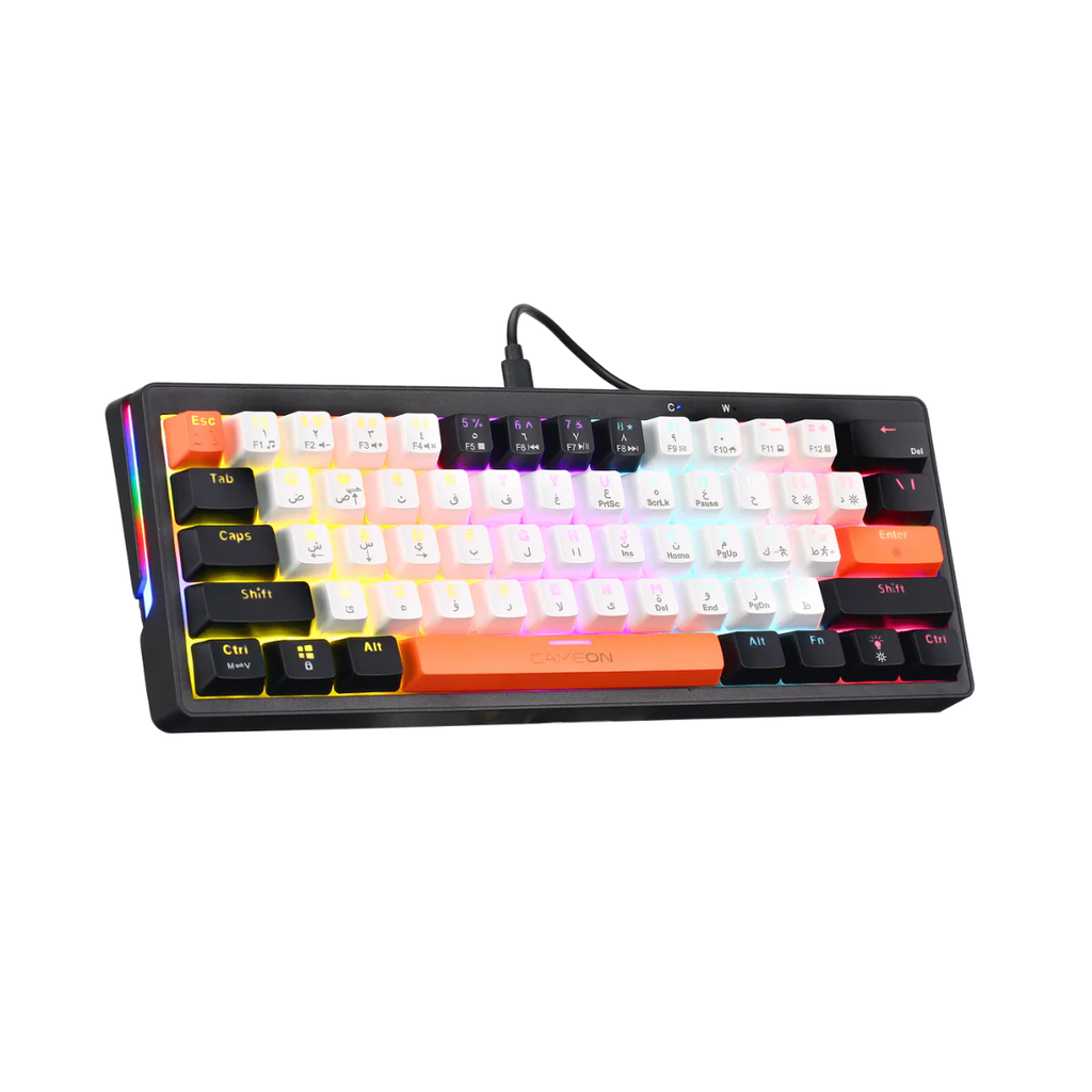 GAMEON AEROX Series GOMK160-RS 60% RGB Mechanical Wired Gaming Keyboard, Red Switch - English/Arabic. لوحة مفاتيح ميكانيكية سلكية للألعاب، بمفاتيح حمراء - الإنجليزية/العربية