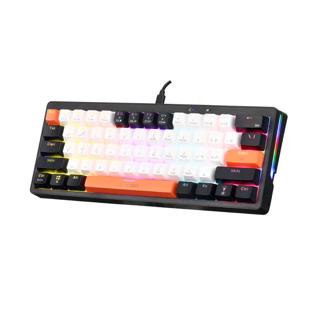 GAMEON AEROX Series GOMK160-RS 60% RGB Mechanical Wired Gaming Keyboard, Red Switch - English/Arabic. لوحة مفاتيح ميكانيكية سلكية للألعاب، بمفاتيح حمراء - الإنجليزية/العربية