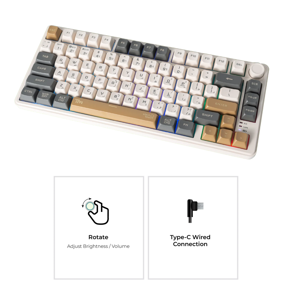 Gaming Keyboard 75% Compact Size 80 Keys Wireless Membrane Keyboard (English / Arabic) Layout - Twisted MindsTM-MK75-WLPRO | لوحة مفاتيح للألعاب  - حجم مدمج بنسبة 75% (80 مفتاحاً) - لوحة مفاتيح لاسلكية بتقنية الغشاء  - تخطيط (إنجليزي / عربي) -