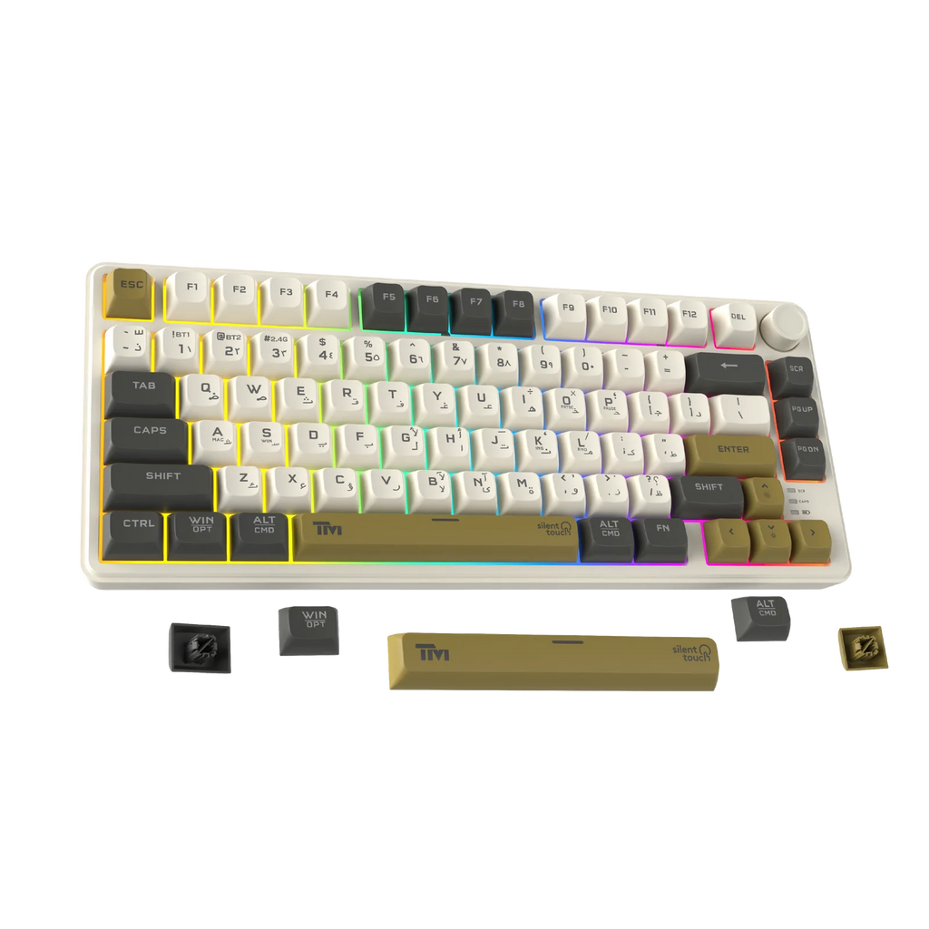 Gaming Keyboard 75% Compact Size 80 Keys Wireless Membrane Keyboard (English / Arabic) Layout - Twisted MindsTM-MK75-WLPRO | لوحة مفاتيح للألعاب  - حجم مدمج بنسبة 75% (80 مفتاحاً) - لوحة مفاتيح لاسلكية بتقنية الغشاء  - تخطيط (إنجليزي / عربي) -