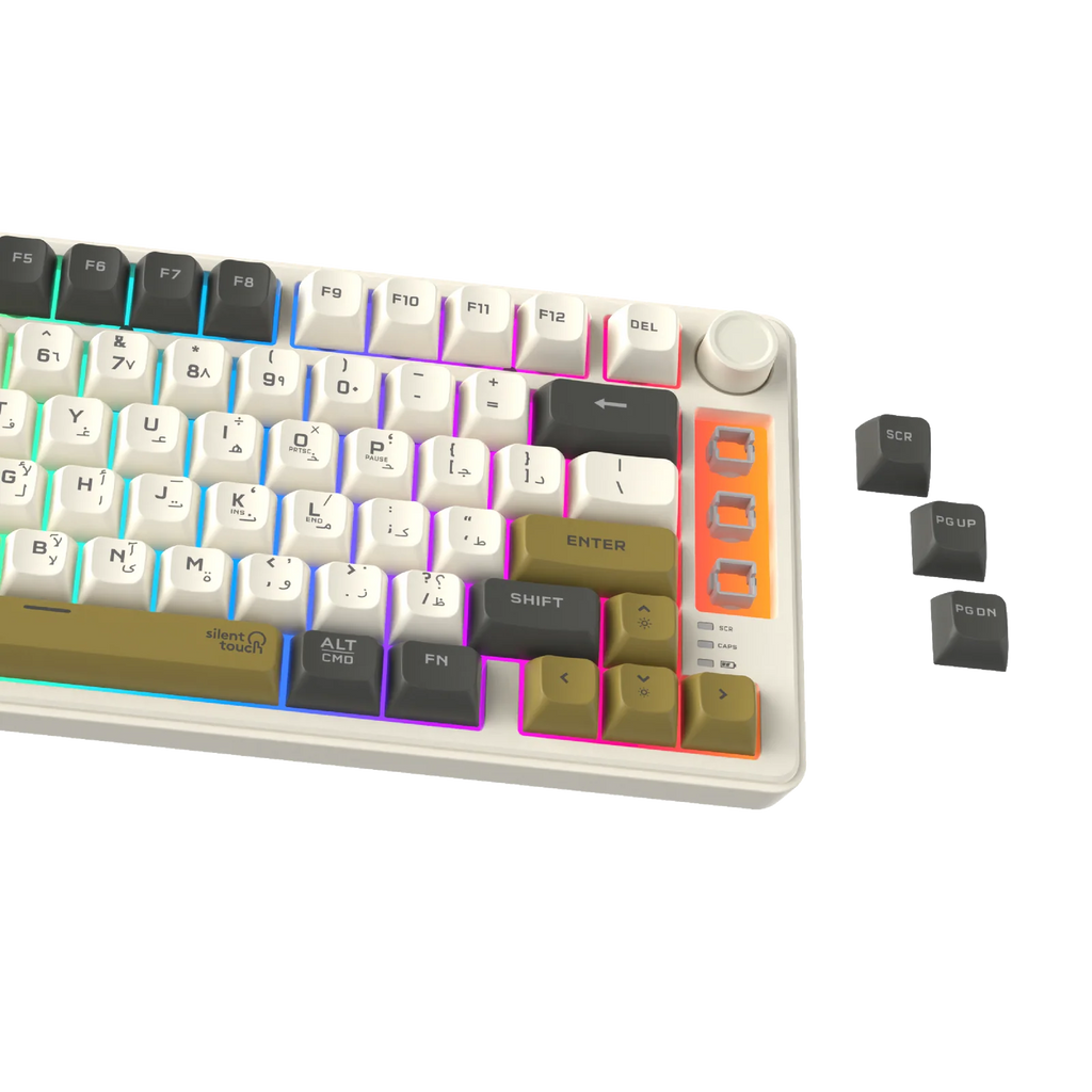 Gaming Keyboard 75% Compact Size 80 Keys Wireless Membrane Keyboard (English / Arabic) Layout - Twisted MindsTM-MK75-WLPRO | لوحة مفاتيح للألعاب  - حجم مدمج بنسبة 75% (80 مفتاحاً) - لوحة مفاتيح لاسلكية بتقنية الغشاء  - تخطيط (إنجليزي / عربي) -