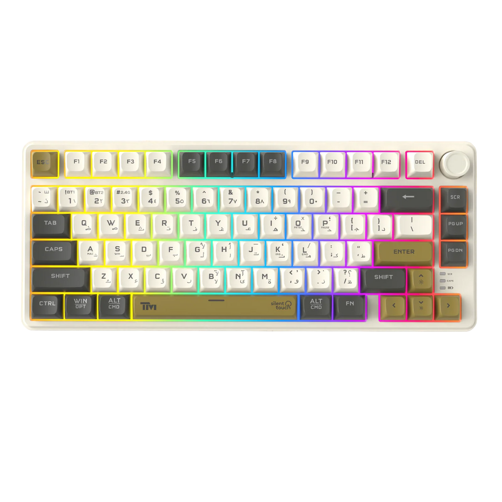Gaming Keyboard 75% Compact Size 80 Keys Wireless Membrane Keyboard (English / Arabic) Layout - Twisted MindsTM-MK75-WLPRO | لوحة مفاتيح للألعاب  - حجم مدمج بنسبة 75% (80 مفتاحاً) - لوحة مفاتيح لاسلكية بتقنية الغشاء  - تخطيط (إنجليزي / عربي) -