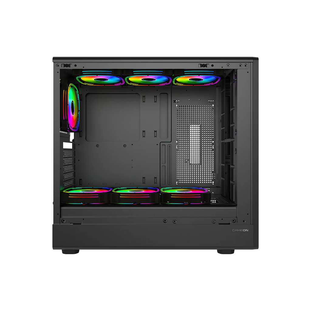 GAMEON TIMBER Midnight I Series ARGB + PWM Mid Tower Gaming Case - Wood/Black | صندوق ألعاب GAMEON TIMBER Midnight I Series ARGB + PWM متوسط الحجم - خشب/أسود
