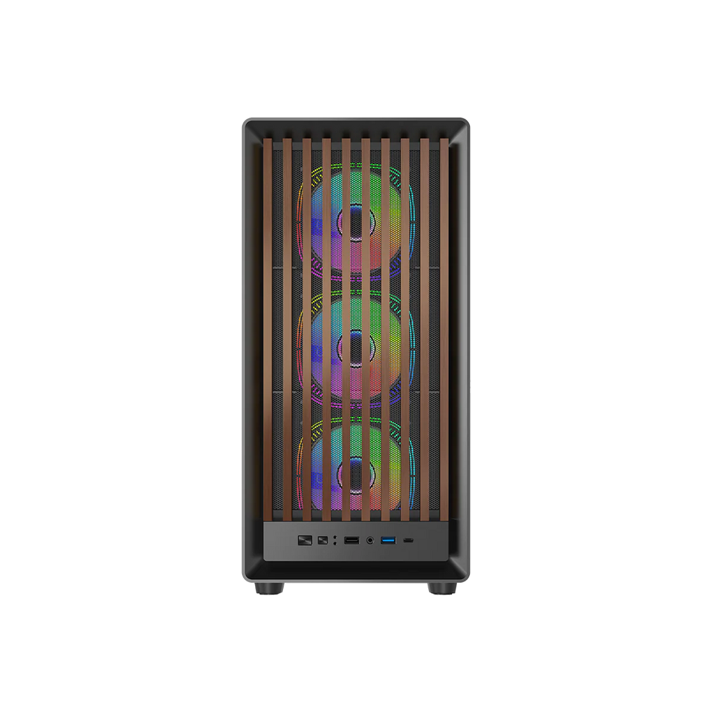 GAMEON TIMBER Midnight I Series ARGB + PWM Mid Tower Gaming Case - Wood/Black | صندوق ألعاب GAMEON TIMBER Midnight I Series ARGB + PWM متوسط الحجم - خشب/أسود