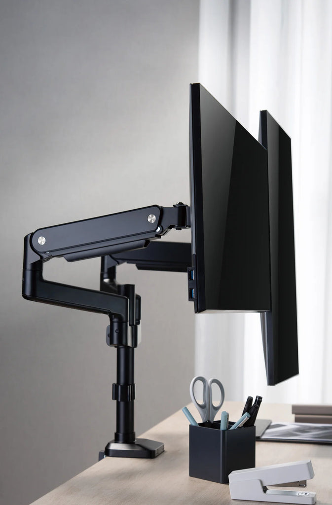 GAMEON GO-2045 Pole-Mounted Spring-Assisted Dual Monitor Arm, 17