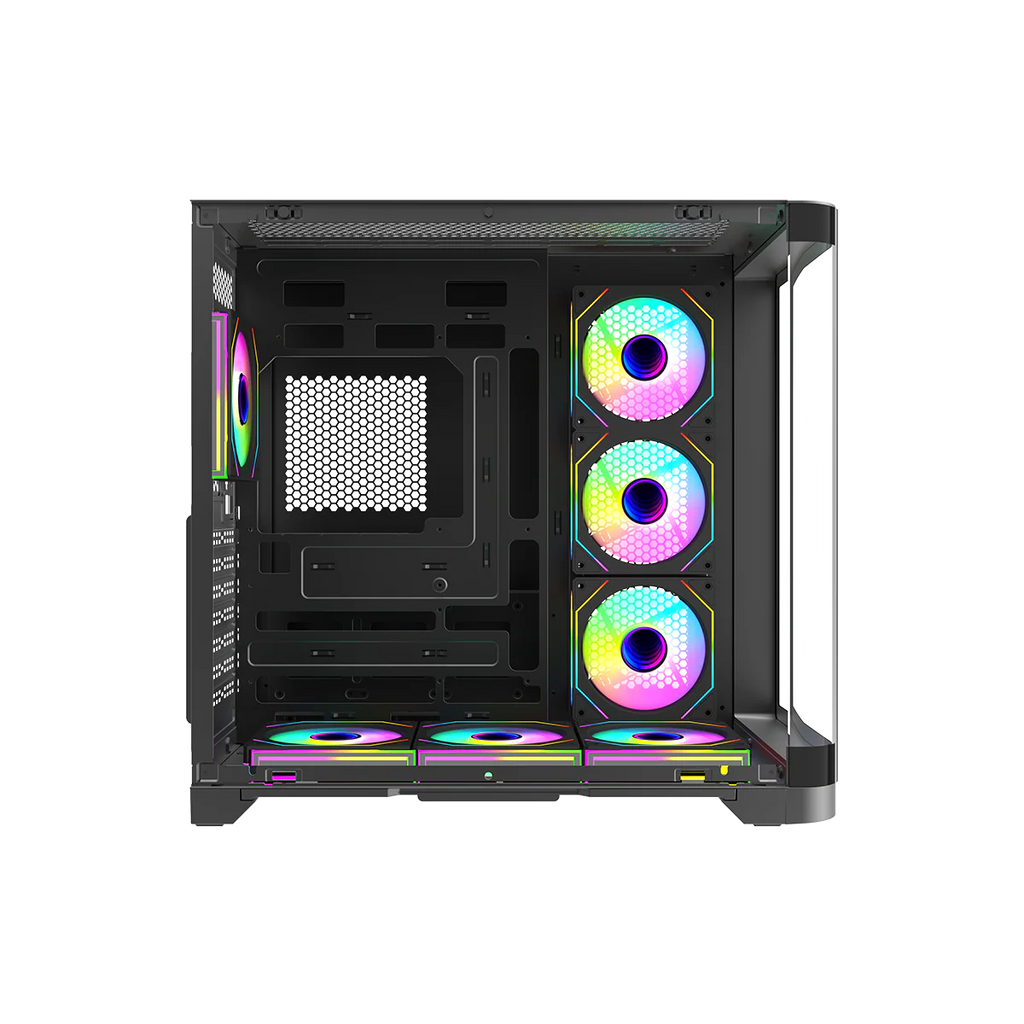 Twisted Minds  ATX Mid Tower Gaming Case Flux Series -  Black (7 ARGB Fans Included) TM-FLUX-B | علبة ألعاب Twisted Minds ATX متوسطة الحجم من سلسلة Flux - أسود (تتضمن 7 مراوح ARGB) TM-FLUX-B