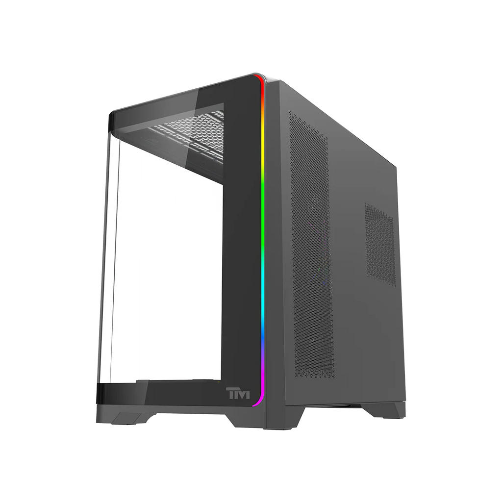 Twisted Minds  ATX Mid Tower Gaming Case Flux Series -  Black (7 ARGB Fans Included) TM-FLUX-B | علبة ألعاب Twisted Minds ATX متوسطة الحجم من سلسلة Flux - أسود (تتضمن 7 مراوح ARGB) TM-FLUX-B