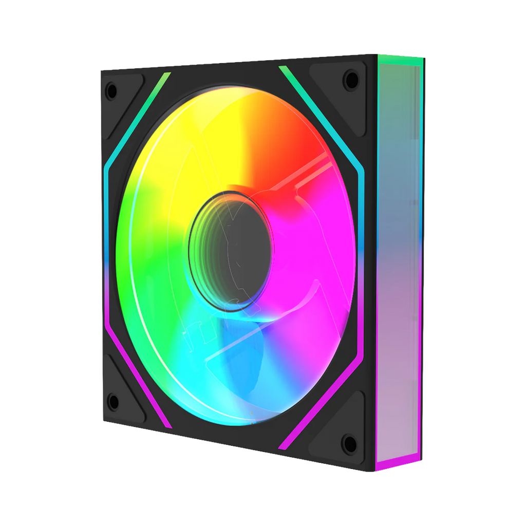 Twisted Minds  ATX Mid Tower Gaming Case Flux Series -  Black (7 ARGB Fans Included) TM-FLUX-B | علبة ألعاب Twisted Minds ATX متوسطة الحجم من سلسلة Flux - أسود (تتضمن 7 مراوح ARGB) TM-FLUX-B