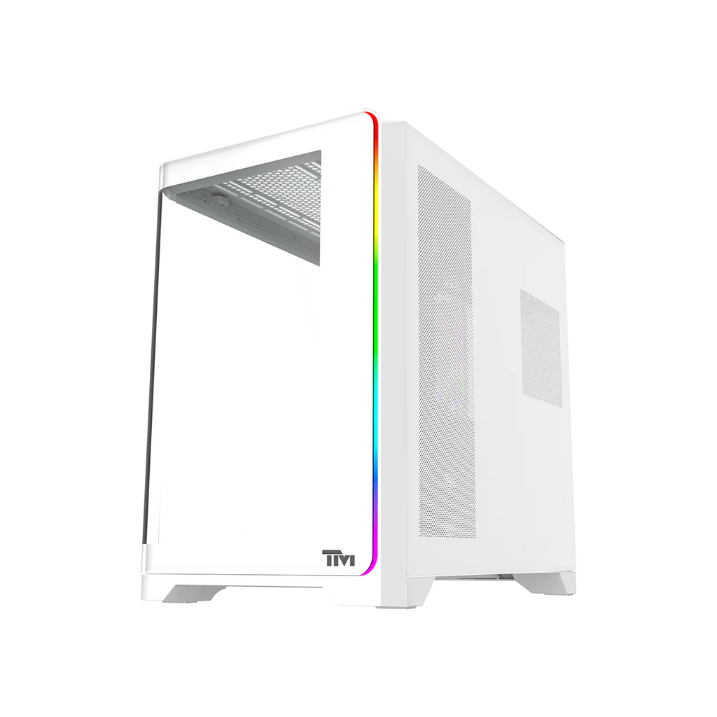 Twisted Minds  ATX Mid Tower Gaming Case Flux Series -  White(7 ARGB Fans Included) TM-FLUX-W | علبة ألعاب Twisted Minds ATX متوسطة الحجم من سلسلة Flux - أبيض (تتضمن 7 مراوح ARGB) TM-FLUX-W |
