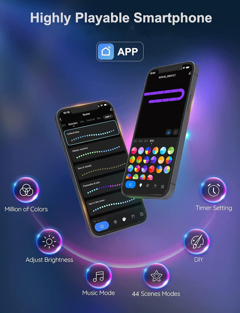 Hexagon Lights for Gaming Setup, App & Remote Control, 10 Pack | أضواء سداسية الشكل لإعدادات الألعاب، مع تطبيق وجهاز تحكم عن بعد، عبوة من 10 قطع