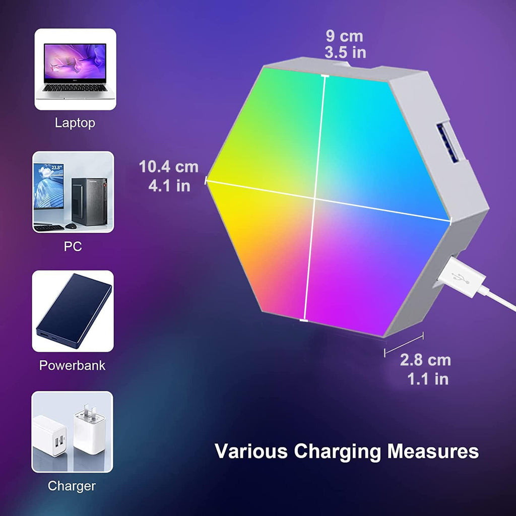 Hexagon Lights for Gaming Setup, App & Remote Control, 10 Pack | أضواء سداسية الشكل لإعدادات الألعاب، مع تطبيق وجهاز تحكم عن بعد، عبوة من 10 قطع