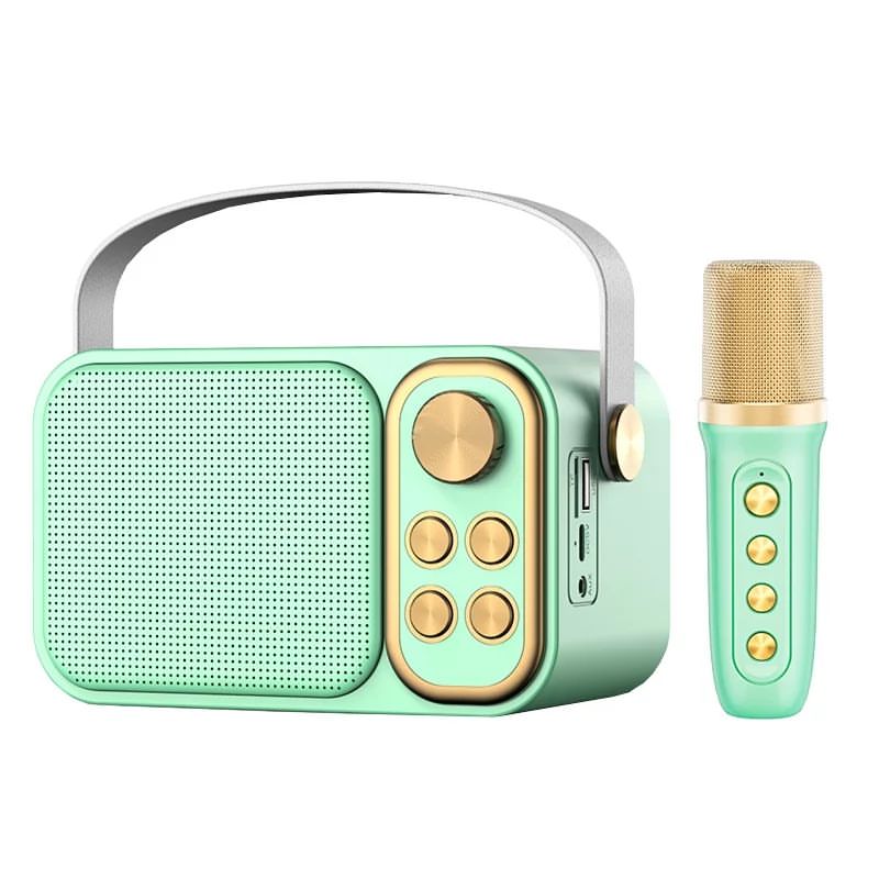Mini Karaoke Bluetooth Speaker with Microphone Outdoor Portable Kids Wireless KTV Set Double Horn Noise-reduction Home Soundbox