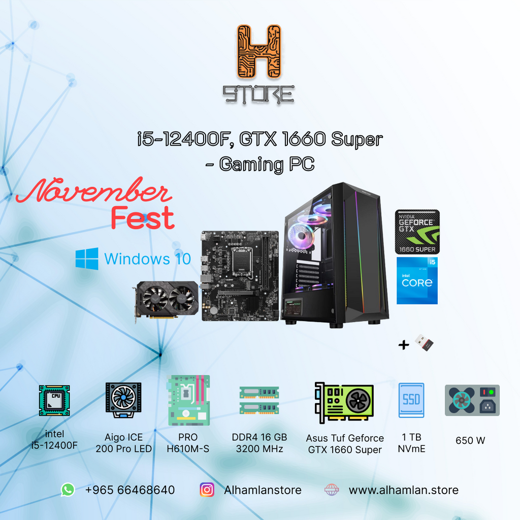 i5-12400f, GTX 1660 Super Gaming PC