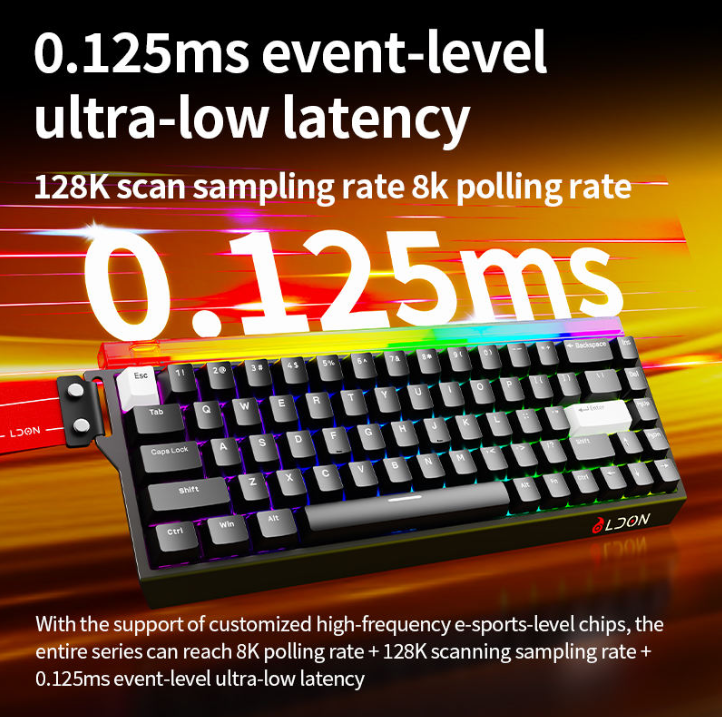 LDON 68 Professional 8KHz E-sports Keyboard Wired USB Magnetic Switches RGB 68Keys for Gamers| لوحة مفاتيح LDON 68 الاحترافية للألعاب الإلكترونية، بتردد 8 كيلو هرتز، سلكية، بمفاتيح مغناطيسية USB، وإضاءة RGB، 68 مفتاحًا، مثالية للاعبين.