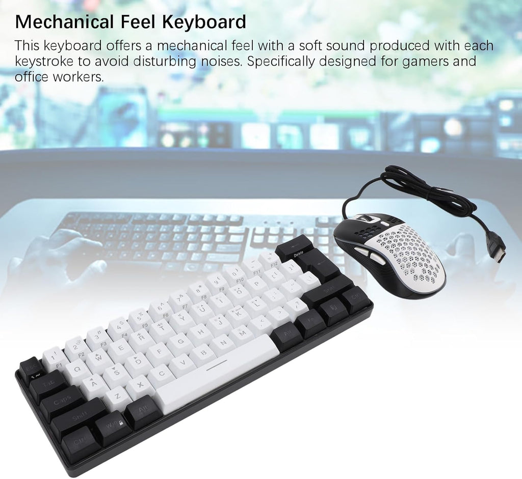 Gaming Arabic Keyboard Mouse Combo, 61 Key RGB Illuminated Keyboard with Soft Sound and Mouse | مجموعة لوحة مفاتيح وماوس للألعاب باللغة العربية