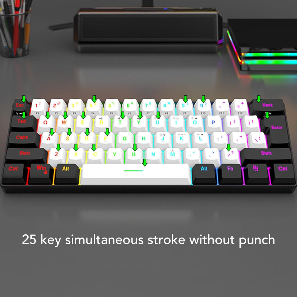 Gaming Arabic Keyboard Mouse Combo, 61 Key RGB Illuminated Keyboard with Soft Sound and Mouse | مجموعة لوحة مفاتيح وماوس للألعاب باللغة العربية