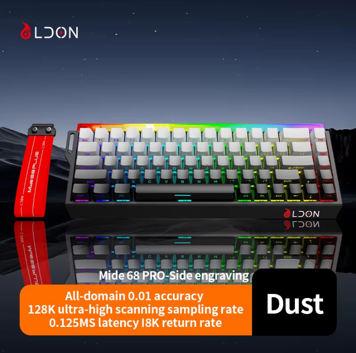 LDON 68 Professional 8KHz E-sports Keyboard Wired USB Magnetic Switches RGB 68Keys for Gamers| لوحة مفاتيح LDON 68 الاحترافية للألعاب الإلكترونية، بتردد 8 كيلو هرتز، سلكية، بمفاتيح مغناطيسية USB، وإضاءة RGB، 68 مفتاحًا، مثالية للاعبين.