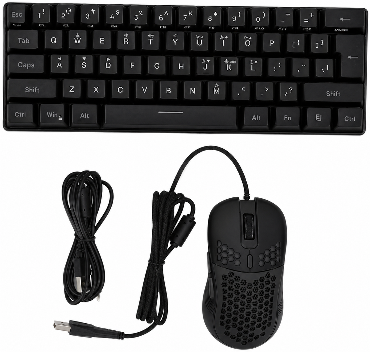Gaming Arabic Keyboard Mouse Combo, Black 61 Key RGB Illuminated Keybo ...