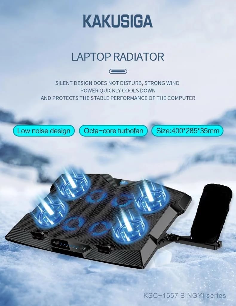 KSC-1557 (8 Fan) Gaming Laptop Cooler and 6 Level Airflow for 15-17.3 Inch | قاعدة تبريد للابتوب الألعاب KSC-1557 (بـ 8 مراوح)