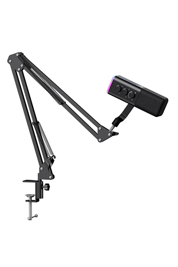 Professional Rgb Streaming Microphone,  24-Bit, 192Khz, Xlr & Type-C, with Stand | ميكروفون احترافي للبث المباشر بتقنية RGB، 24 بت، 192 كيلو هرتز، XLR و Type-C، مع حامل