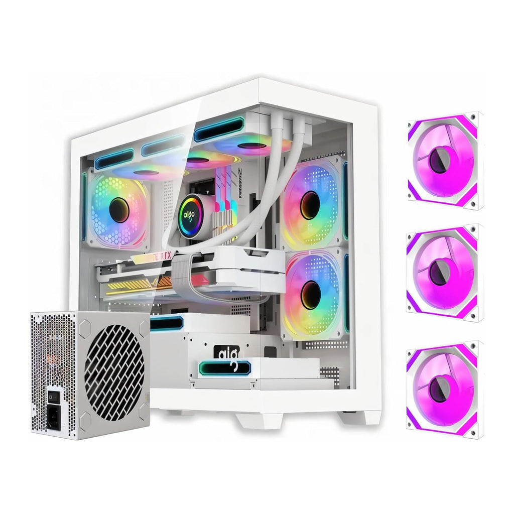 DarkFlash C218M M-ATX/ITX Gaming PC Case with Pre-Installed 650W 80+ Bronze PSU  (White)/صندوق حاسوب الألعاب DarkFlash C218M (M-ATX/ITX) مع وحدة تزويد طاقة مثبتة مسبقاً بقدرة 650 واط (معيار 80+ البرونزي) - لون أبيض