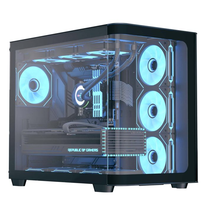 AEROCOOL P500C ARGB Fan x 4 Mid Tower Case -  Black | علبة تبريد أيروكول P500C ARGB مع 4 مراوح وبرج متوسط - أسود