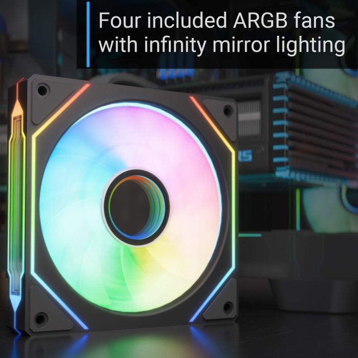 AEROCOOL P500C ARGB Fan x 4 Mid Tower Case -  Black | علبة تبريد أيروكول P500C ARGB مع 4 مراوح وبرج متوسط - أسود