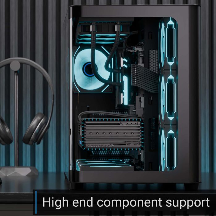AEROCOOL P500C ARGB Fan x 4 Mid Tower Case -  Black | علبة تبريد أيروكول P500C ARGB مع 4 مراوح وبرج متوسط - أسود
