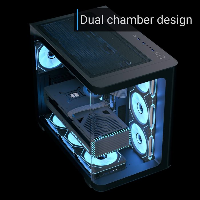 AEROCOOL P500C ARGB Fan x 4 Mid Tower Case -  Black | علبة تبريد أيروكول P500C ARGB مع 4 مراوح وبرج متوسط - أسود