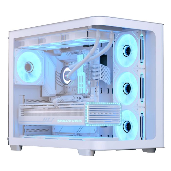 AEROCOOL P500C ARGB Fan x 4 Mid Tower Case -  White | علبة تبريد أيروكول P500C ARGB مع 4 مراوح وبرج متوسط - أبيض