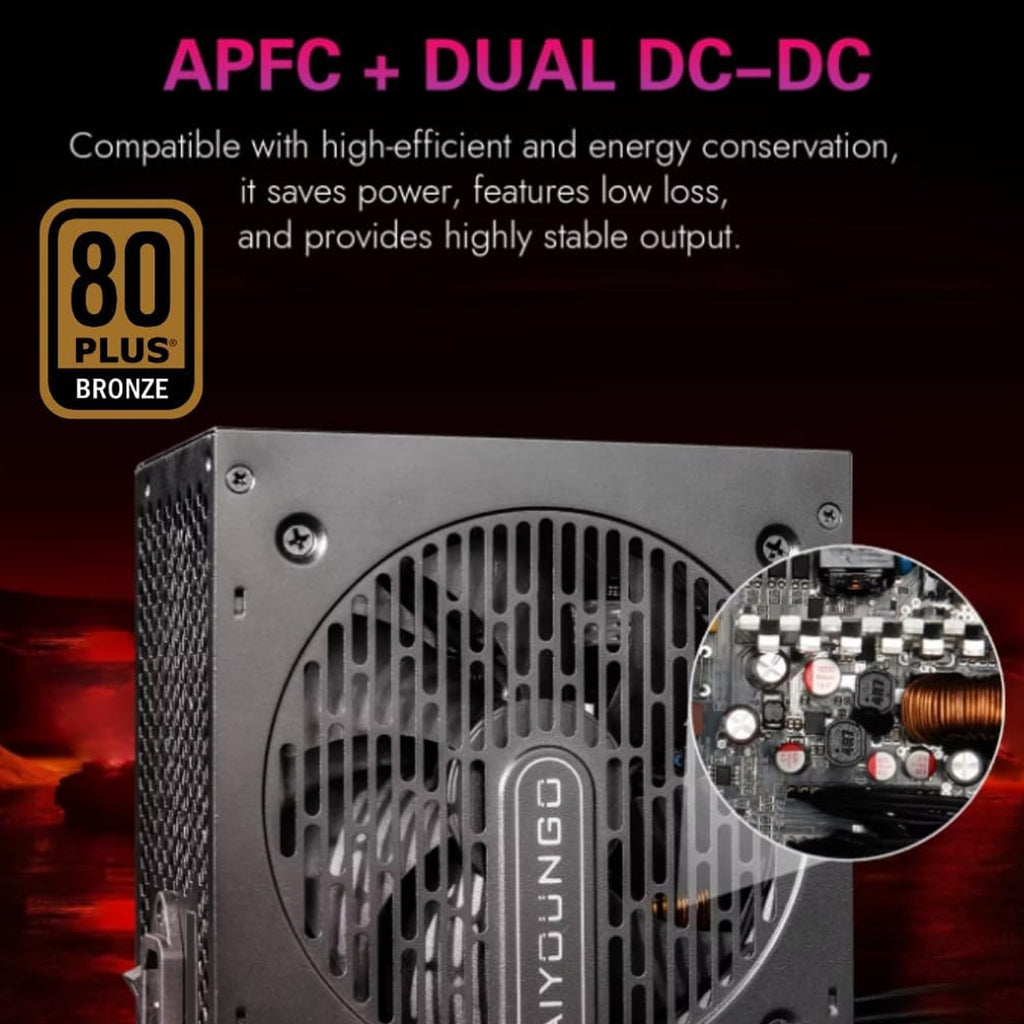 DarkFlash C218M M-ATX/ITX Gaming PC Case with Pre-Installed 650W 80+ Bronze PSU  (White)/صندوق حاسوب الألعاب DarkFlash C218M (M-ATX/ITX) مع وحدة تزويد طاقة مثبتة مسبقاً بقدرة 650 واط (معيار 80+ البرونزي) - لون أبيض
